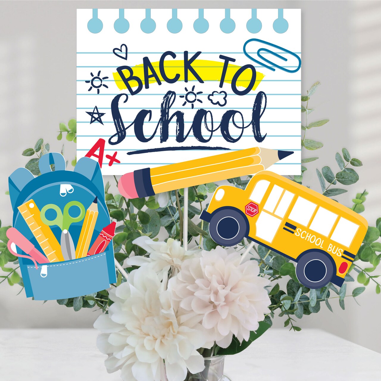 Big Dot of Happiness Back to School - First Day of School Classroom Decorations and Centerpiece Sticks - Table Toppers - Set of 15
